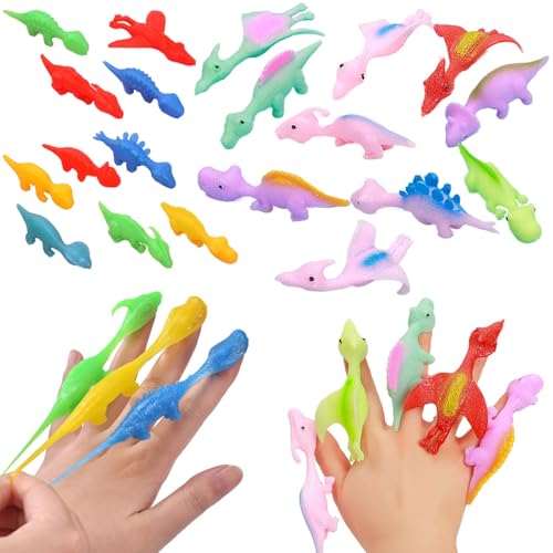 DKDDSSS 20 peças brinquedos de dinossauros, rachinas dinossauros brinquedos elásticos, muito adequados para jogos e festas de voo