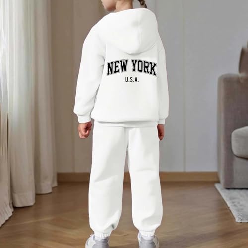 Ensemble de sweat à capuche enfant confortable et pantalon longue blanc