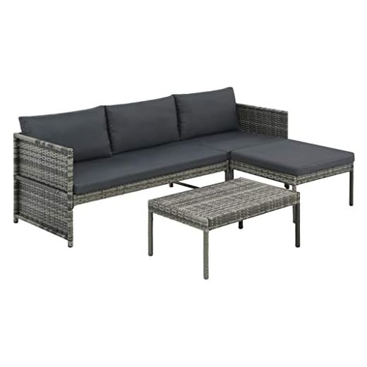 Tidyard 9-TLG. Trädgårdsslinga set med kuddar poly rotting grå trädgårdssoffa trädgård polyrattan soffa trädgårdsbänk rottingsoffa hörnsoffa hörnsoffa utomhus rotting loungesäng trädgård trädgårdsuppsättning loungesoffa