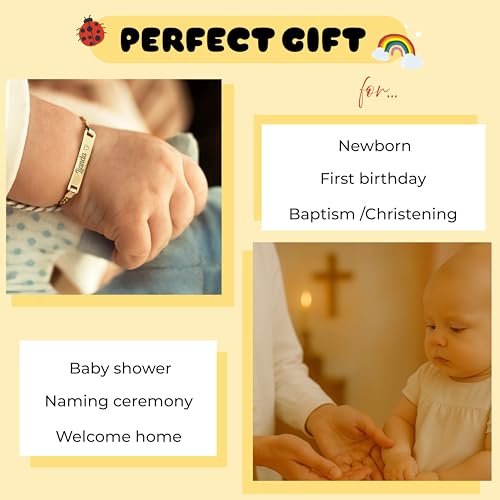 14K Solid Gold or Gold Plated Baby Custom Cross, Personalized Teen Bracelet with Miraculous Medal, Baptism, Baby Baptism Gift4