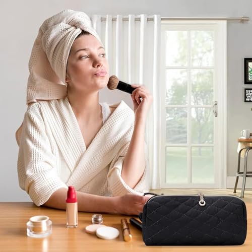 MAXTOP Large Make Up Bags for Women Girls,2Pcs Cosmetic Bag with Jewelry Storage Compartment and Handle,Quilted Makeup Bag,Travel Toiletry Bag for Travel Essentials Make Up Organizer Bag2