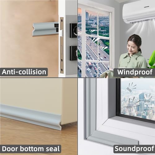118 Inch Window Weather Stripping Door Seal Strip for Bottom and Side of Door,Self Adhesive PU Foam Weather Strip for Window and Door Insulation Soundproofing,Door Sweep for Interior Doors - Thumbnail 2