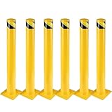 Safety Bollard 6 Packs, EliteEdge 42 Inch Height Bollard Post, 4.5 Inch Diameter Steel Pipe Safety Bollard Post, 8 Anchor Bolts, for Traffic Control, Driveway Barrier, Parking Pole