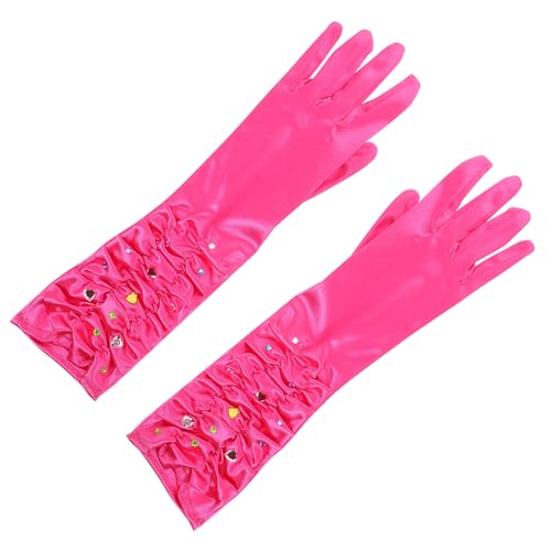 LOGOFUN 2sets Princess Gloves with Heart Rhinestones Jeweled Long Mittens for Birthday Party Wedding Tea and Dress Up Accessories4