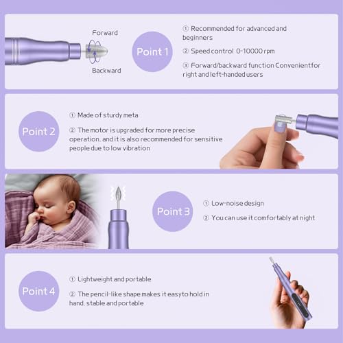 Lime à ongles sans fil à 5 vitesses : perceuse électrique rechargeable multi-usages