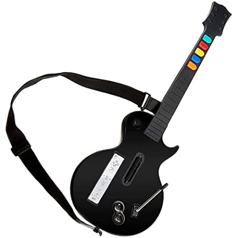Wii Guitar - Guitar Hero Guitar Wii Controller with Strap - Wireless Guitar Hero Guitar and Rock Band Guitar - Black Cover