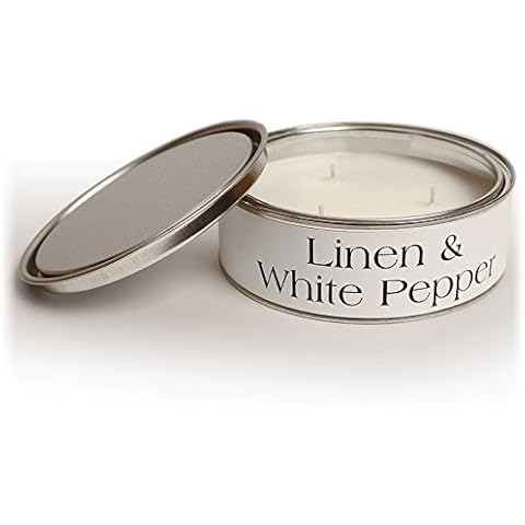 Pintail Candles Large 3 Wick Scented Candle Tin - Linen & White Pepper Cover