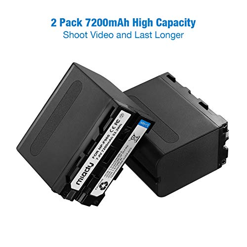 Miady 2 Stück NP-F970, NP-F960, NP-F950, NP-F930 Akku (7200mAh),Kompatibel mit Sony DCR-VX2100, DSR-PD150, DSR-PD170, FDR-AX1, HDR-FX1, HDR-FX7, HDR-AX2000 usw. - Image 3