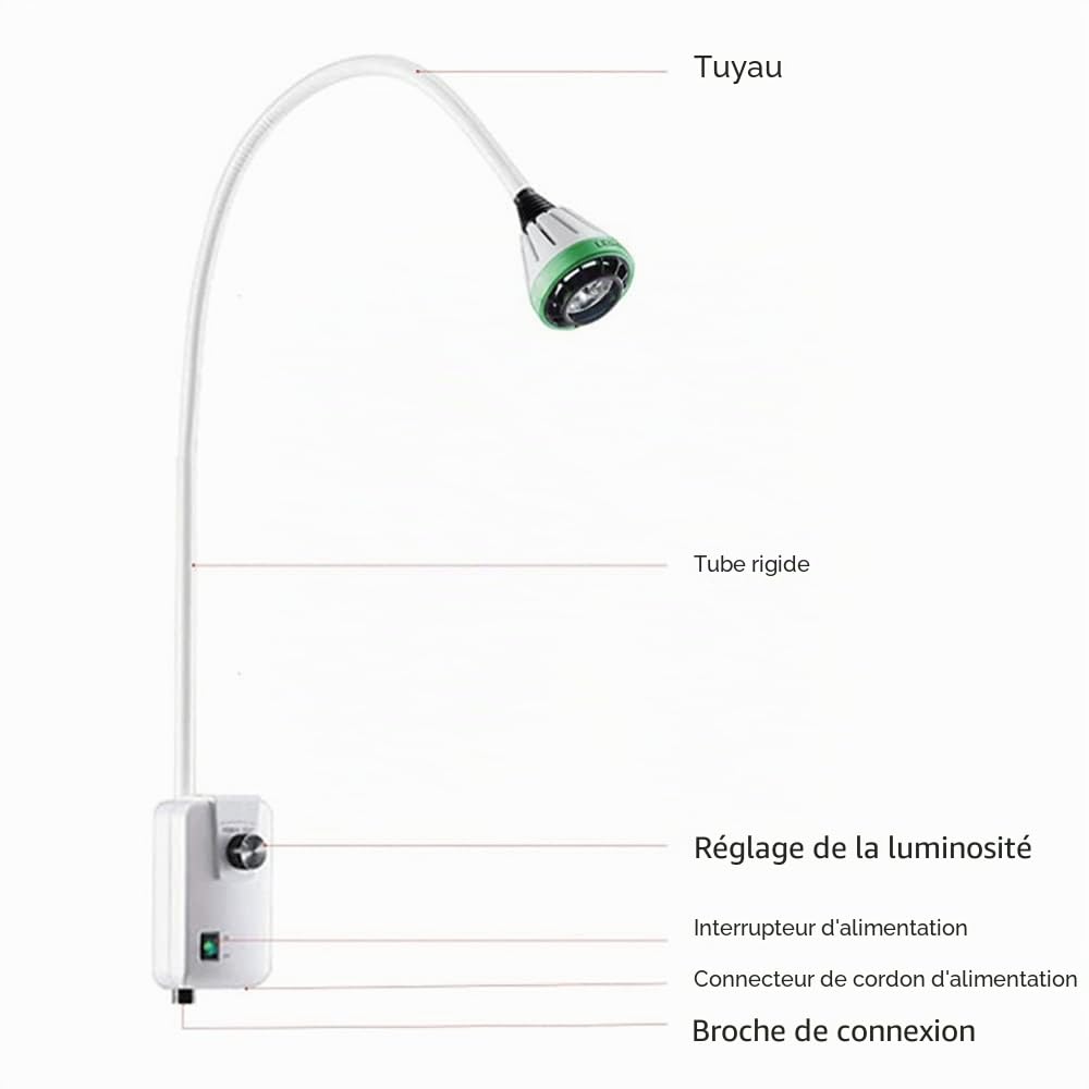 COMDS Lampe D'examen Chirurgical LED 9 W, Lampe Murale D'examen pour Animaux De Compagnie Réglable À Haute Luminosité, Lumière D'examen Dentaire Orthopédique Chirurgie Chirurgicale ORL Lampe D'examen
