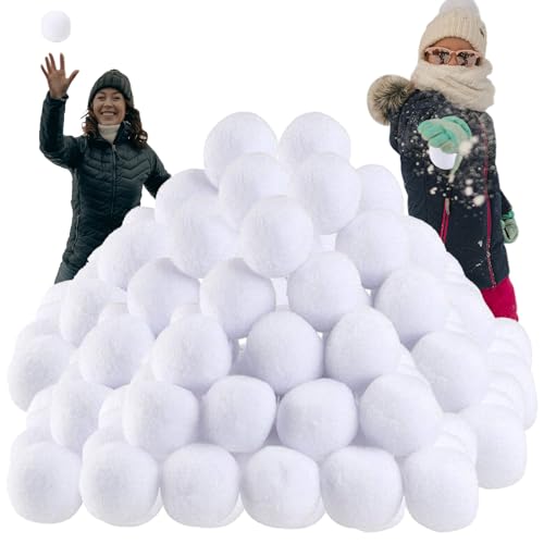 100 Pack Indoor Snow White Ball Fight Set, 2.8 Inch Realistic Snow Plush Balls for Indoor Outdoor Snow Fight Ball Game, Artificial Snow White Ball for Winter Sports & Christmas Tree Decoration (100pc)