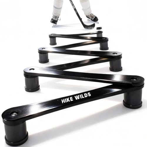 HIKE WILDS Hockey Training Equipment 7-Section Adjustable Stickhandling Trainer Aids for Puck Control Speed & Coordination Portable & Foldable Hockey Stick Practice Gifts for Boys Girls