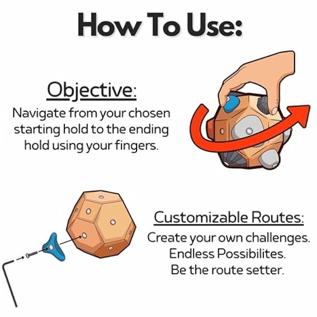 2 Pcs Handcrafted Boulder Blocks,Build Strength and Precision, Finger Training Tool for Climbers, 3D Climbing Ball, Anywhere to Simulate Rock Climbing, Gift for Mountain Rock Climbers