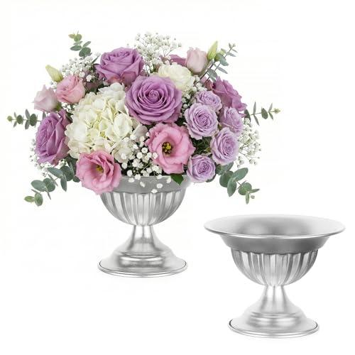 Sziqiqi Silver Urn Vase for Wedding: 5.1in Metal Vases...