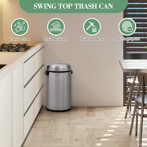 Caneca de Basura de Acero Inoxidable 65L con Tapa Basculante miniatura 3