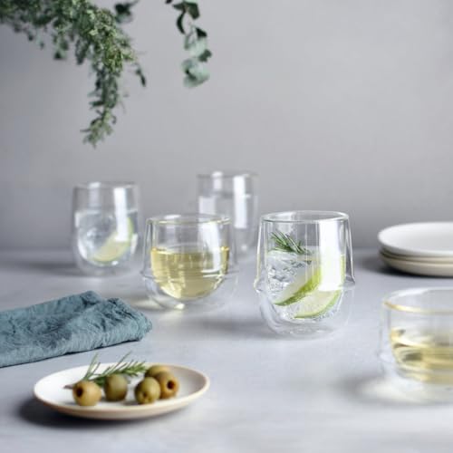 Set of 2 Double-Walled Kinto KRONOS 350 ml Iced Tea Glasses - Maintain Temperature - Prevent Condensation