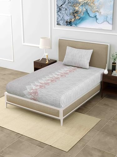 Image of Mafatlal Grandious Pure Cotton Bed Sheet Single Bed | 186 TC | Lightweight & Everyday Soft Fabric | 60 x 90 Inches with 1 Pillow Cover | Quiet Gray
