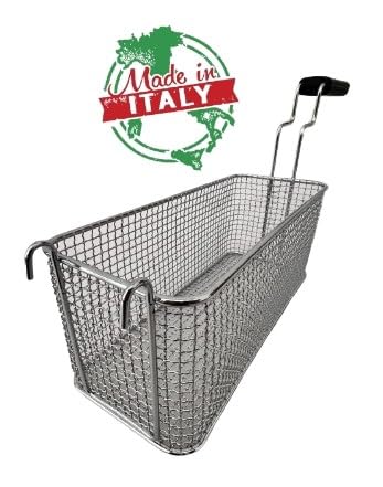 FCR0146 - Panier fabriqué en Italie pour friteuse professionnelle avec crochets dimensions 120 x 300 x 120 H mm en acier chromé panier de friture en acier