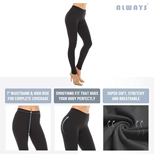 ALWAYS High Waisted Leggings for Women - Soft Comfortable Basic Casual Everyday Wear Tummy Control Black Plus Size - image 4