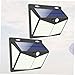 Lurrose 2pcs Outdoor Solar Motion Sensor Wall Lights, 208 LED Waterproof Yard Lighting Tool for Garden Patio, Black Solar Powered Porch Patio Lamps
