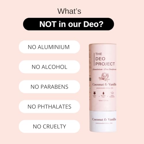 Image of Coconut & Vanilla Natural Roll On | Alcohol & Aluminium-Free | Prevents Odour, Reduces Pigmentation, Long Lasting | Suitable for Sensitive Skin | Vegan | Unisex - 50ML