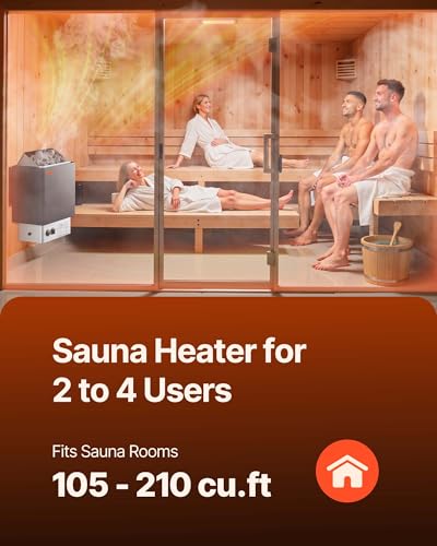 Image of VEVOR Sauna Heater,220V Electric Sauna Stove, Steam Bath Sauna Heater 3h Timer and Adjustable Temp for Max. 176-318 Cubic Feet, (4.5KW) FCC Certification