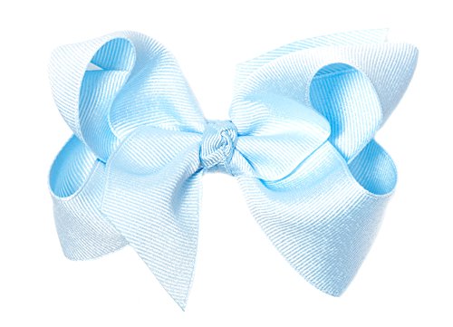 Anna Belen Girls"Lila" Large Grosgrain Bow Clip O/S Light Blue