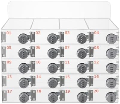 20-Slot Wall-Mounted Acrylic Phone Locker Box with Combination Lock - Clear Cell Phone Storage Cabinet for Schools, Offices, Gyms, and Public Spaces - Secure & Convenient
