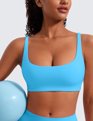 Image of CRZ YOGA Butterluxe Square Neck Sports Bras | Light Support, Removable Pads, Yoga, Extremely Soft, Low Coverage, Adjustable Spaghetti Straps, for Women