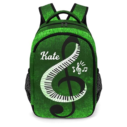 Personalized Love Music Green Piano Backpack Multifunctional Waterproof Laptop Bag for Boy Girl Travel Gift