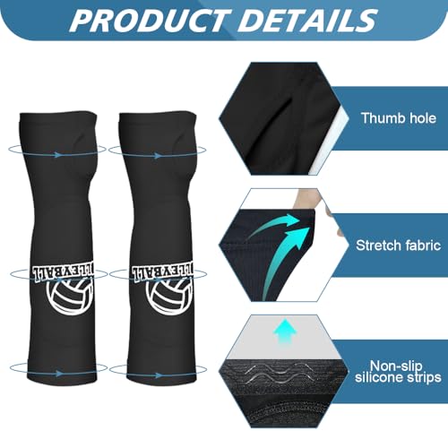 YZROHYI 1 Paar Armmanschetten Volleyball Armschoner Erwachsene Kinder,Armsleeves Volleyball Zubehör,Armstulpen Sport,Unterarmschutz Volleyball Handschutz,Unterarmschoner Volleyball Armschützer-Schwarz