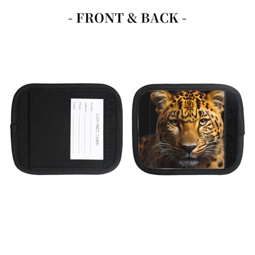 2 Pcs Luggage Handle Wraps, The deep-Eyed Leopard Print Grip Handle Cover/Travel Bag Identifier for Suitcase Accessories4