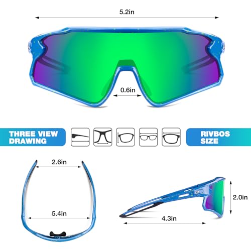 Image of RIVBOS Youth Baseball Sunglasses for Kids(Boys&Girls) Polarized UV Protection Cycling Glasses RYS007