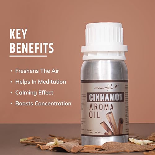 Image of Aromahpure Cinnamon Aroma Oil | 100ml Undiluted & Natural | Long-Lasting Scent for Aromatherapy, Candle & Soap Making, Diffusers, Room Freshener, Humidifier, Bathroom Revitalizer & Home Essentials