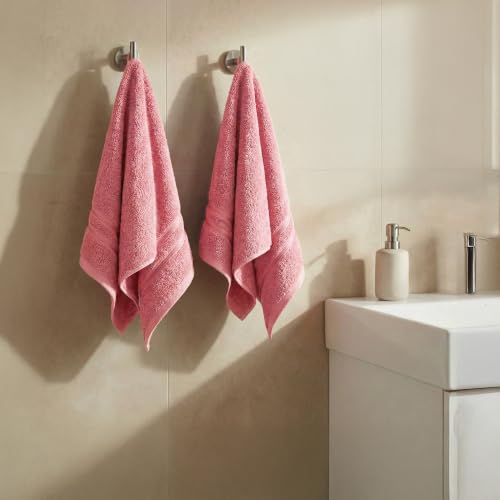 Image of MYTRIDENT Comfort Living Hand Towels, 100% Cotton, Highly Absorbent, Super Soft, 2 Piece Set, 400 GSM, Gym, Spa -Apple Red