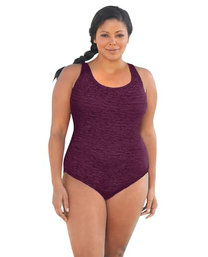 Krinkle Women's Plus Size Chlorine Proof Cross Back Swimsuit