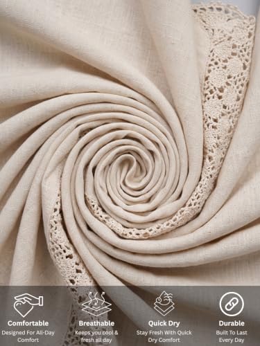 Image of Leriya Fashion Trousers for Women | Cotton Ethnic Palazzo Pants with Lace Embroidery | Elastic Waist Wide Leg Casual Women Trousers | Comfortable Summer Woman Trouser Pants