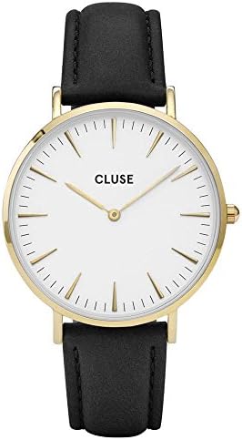 CLUSE CL18401 La Bohme Gold Black Analog Display Quartz Watch, Black Leather Band, Round 38mm Case