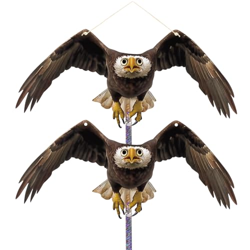 2PCS Hanging Fake Hawk to Keep Pigeon Away from Balcony with Reflective Tape Flat Plastic Hawk to Scare Pigeon Away from Porch Garden Owls to Scare Woodpecker Squirrel for House Fake Hawks Decor