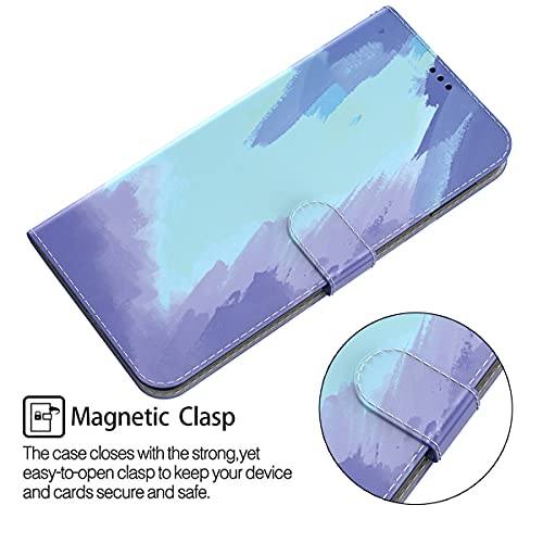 Blllue Capa carteira compatível com Nokia 5.3, Série Aquarela Capa protetora de couro PU para Nokia