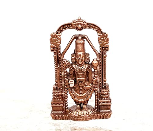 Image of Copper Idols India, 2.3 inches, Handmade Lord Balaji, 50 Grams, Patina Antique Finish, Pack of 1 Piece