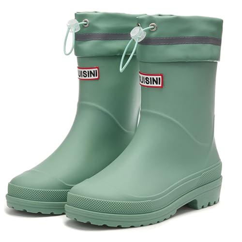Image of Nutropa Mid Calf Rain Boots for Women, Anti-Slip Outdoor Work Rain Shoes