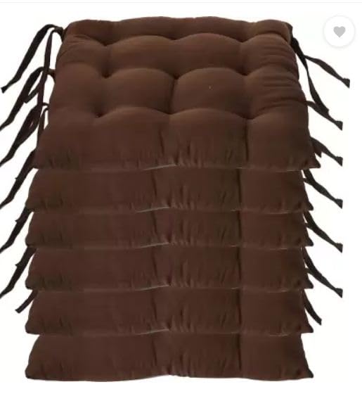 Putku Chair Cushion Pad|Chair Cushion Square Chair Pad/Cushion|Quilted Microfiber Fabric|Soft & Comfortable Sitting (BROWN) color PACK 6