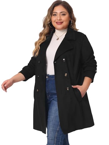 Agnes Orinda Plus Size Trench Coats for Women Faux Suede Jackets Notched Lapel Double Breasted Coat Jacket3