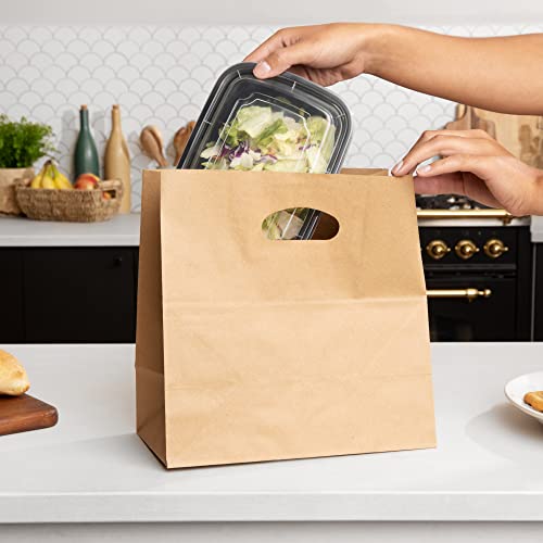 Ptp Bags Natural 11" X 6" X 11" Die Cut Tote Bags [Pack Of 500] Kraft Paper Gift, Food Service Bags #TOP3