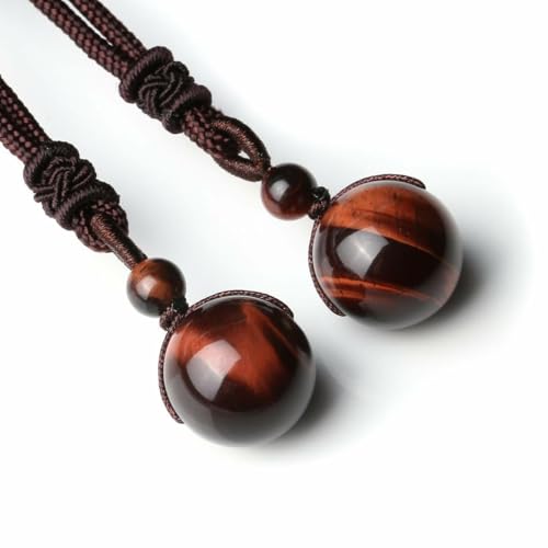 LIU JUN Tiger Eye Bracelet Men, Set of 2 Natural Tiger Eye Necklace Bracelet Adjustable Braided Rope Natural Stone Pendant Natural Stone Bracelet For Men Valentine's Day Birthday Gift4