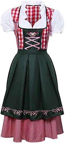 YAOUFBZ Womens Duits bier festival kostuum Beierse traditionele Oktoberfest Halloween partij meid Plaid Fancy Dress Outfit voor Oktoberfest, Fancy Dress Feesten, Thema-evenementen - Afbeelding 3