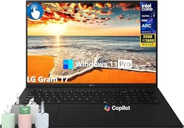 Gram 17 Business Laptop, 17 inch WQXGA Touchscreen, Intel Core Ultra 7 258V, AI Boost (47 NPU Tops), 32 GB LPDDR5X, 1 TB SSD, Intel Arc Graphics, Copilot+ PC, Backlit KB, Wi-Fi 7, Windows 11 Pro