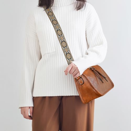 Image of Crossbody Bag for Women, Bohemian Vintage Purse with Wide Strap | Stylish Vegan Leather Design, Adjustable Shoulder Strap, Versatile for Daily Travel and Weekend, Ideal Gift Choice