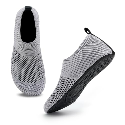 Image of ANLUKE Water Shoes for Women Men Quick-Dry Swim Shoes for Pool & Beach | Breathable knit upper with a flexible barefoot feel; ideal for pool, beach, swim, yoga or slippers.