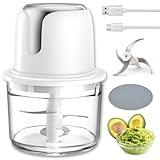 Food Processor Cordless, Small Wireless Chopper with 5-Cup Glass Bowl, 6000mAh Battery USB-C Rechargeable Electric Vegetable Chopper Meat Blender Kitchen Mixer for Garlic, Onion, Salad,Baby Food,White - Image 1
